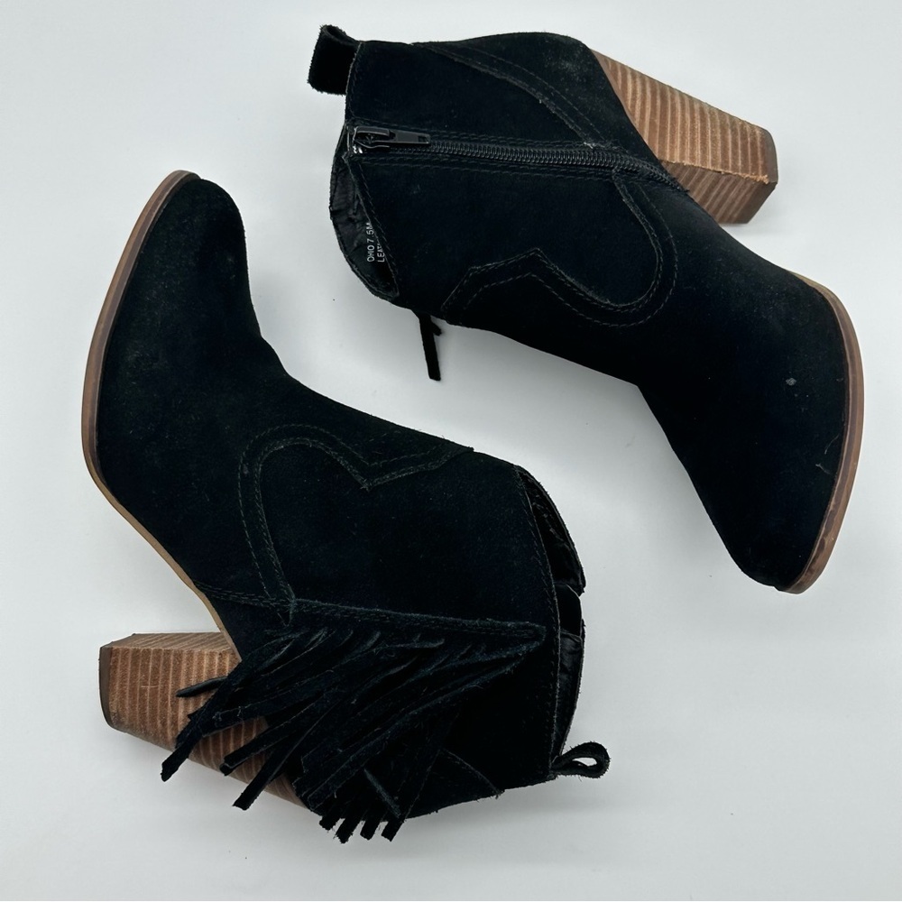 Steve Madden Ohio Black Ankle Boots with Fringe - Picture 7 of 11